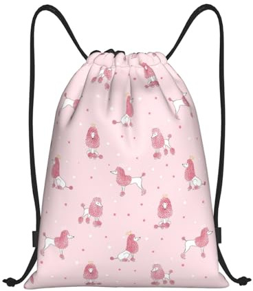 Niedlicher Pudelhund Queen-En Pink_A Rucksack Kordelzug Beutel Verstellbar Sporttasche Für Herren Reise Strand 36X42Cm