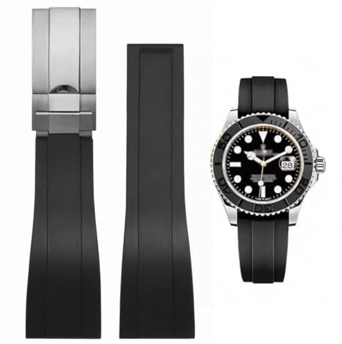 AIYIRUO Bracelets de Montre Caoutchouc pour Rolex Homme 20mm étanche Bracelet Sportif Souple Caoutchouc de Haute Qualité Compatible avec la Série Submariner et Cosmograph Daytona de Rolex