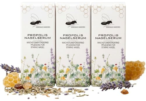 Gregas Propolis Nagelserum 3x10ml hochdosiertes Nagelöl Kräuterextrakte | Hochdosiertes Nagelöl (10ml) mit Kräuterextrakten & Ölen. Intensivpflege für gepflegte, kräftige Nägel & das Nagelbett.