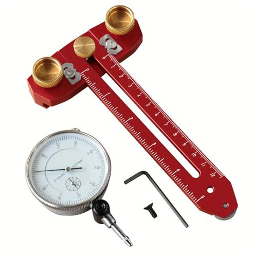 Table Saw Alignment Jig Gauge with Dial Indicator, Table Saw Calibration Tool for T - Slot Tracks, 0-10mm Precision Locator for Woodworking and Router Tables