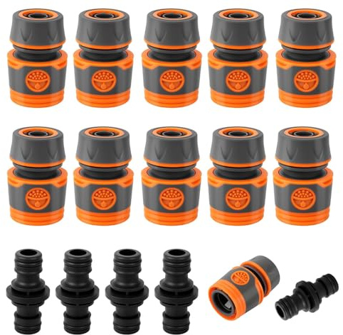 Schlauchverbinder 1/2 Zoll 15 Stück Set Schnellkupplung Universal, Gardena Schlauchkupplung Gartenschlauch Anschluss Dicht Wassersparend, Für Garten Bewässerung Autowäsche Hausreinigung Regentonne