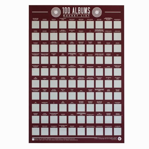 Gift Republic 100 Alben – Scratch Off Eimer Liste Poster, rot
