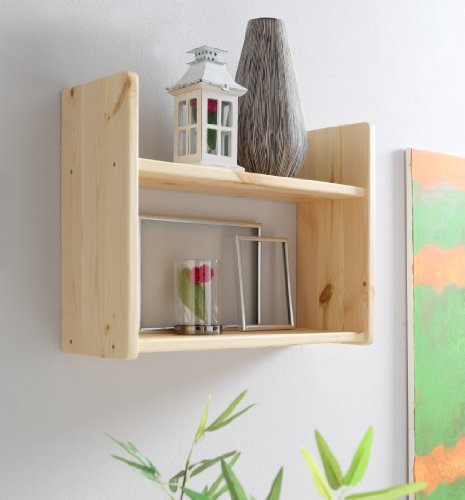 Wandregal Kiefer massiv natur lackiert verschiedene Größen, Größe:B60 / H45 / T20 cm