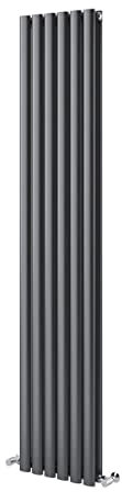 The Bath People 24539 Ingarsby Double Panel Vertical Column Curved Design Radiator 1800 x 350-Anthracite, Anthracite