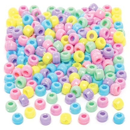 Baker Ross Perles Poney Pastel - Lot de 600, Fournitures Artistiques pour Enfants (AW114)