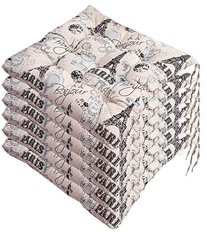 AGDLLYD Lot de 6 galettes de Chaise 40x40, Coussin décoratif de Jardin 12 surpiqûres en Un Motifs différents, Polyester (D)
