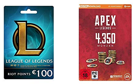 League of Legends ‚Ǩ100 Prepaid Gift Card (15000 Riot Points) & APEX Legends - 4.350 Coins | PC Download - Origin Code