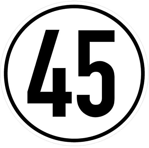 Aufkleber Geschwindigkeits-Schild „45 km/h“ Folie selbstklebend gemäß StVZO § 58 | Ø 5-30 cm Made in Germany, Größe: Ø20 cm