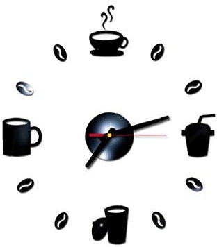 Coffee Cups Kitchen Wall Art Mirror Clock Modern Design Home Decoration Decor Wall Sticker for Living Room
