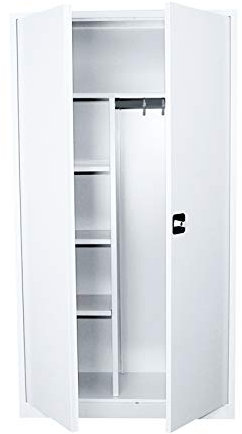 Lüllmann Spind Spindschrank weiß Kleiderspind komplett montiert 195x92,5x42,2cm Stahl Personalschrank 545547