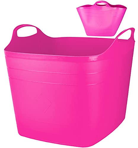 alles-meine.de GmbH Flexi & flexibel Modell + Farbwahl XXL großer - biegbarer - Aufbewahrungsbehälter mit Henkel - rosa/pink - neon Farben - Gummieimer - z.B. Garteneimer /..