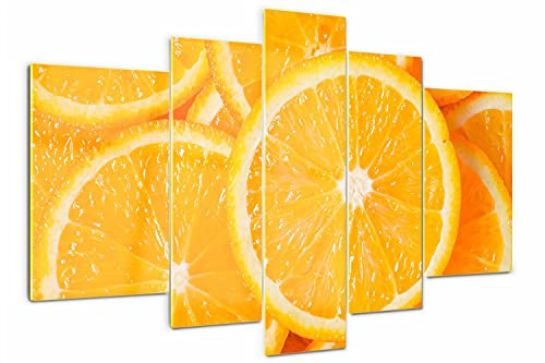 Tulup Glasbild 170x100cm Gehärtetem Sicherheitsglas Wandkunst Deko Wandbild 5 Teile Küche & Wohnzimmer Akrylglas - Orangenscheiben