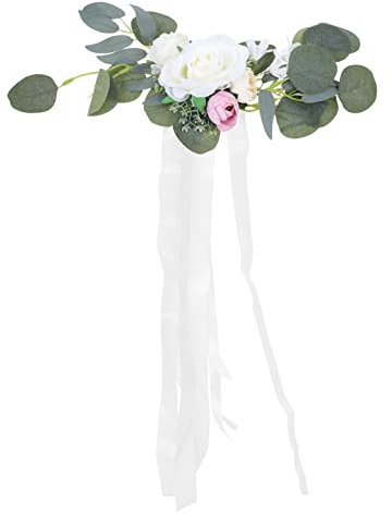 FOMIYES Stuhl Schleifen Hochzeit Künstliche Blumen Eukalyptus Zweig Schleife Weiß Stuhlschärpen für Hochzeit Party Geburtstag Veranstaltungen Zeremonie Bankett Esstisch Dekoration