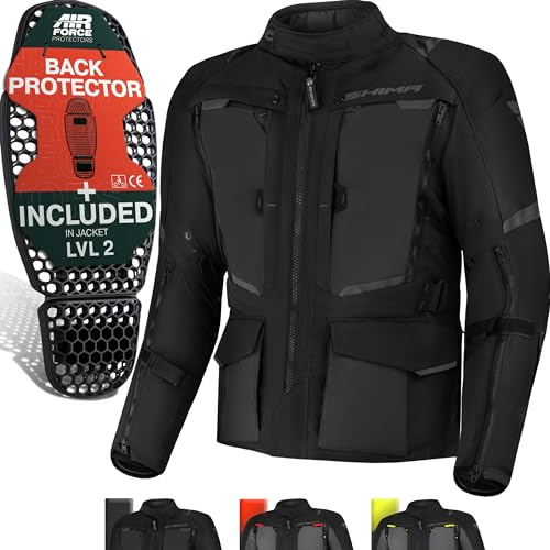 SHIMA HERO 2.0 Motorradjacke Herren - Ganzjährig Motorcycle Touren Cordura Textiljacke mit Wasserdichter Membran Heizung Schicht Schulter Ellbogen und Rückenprotektoren (Schwarz, S)