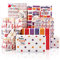 MAMUNU Geschenkpapier Geburtstag - Liebe Stern Streife - 6 Bögen Bunt Geschenkpapier Kinder mit Papierseil, Aufkleber und Hängeetiketten für Valentinstag DIY-Blumenstraußverpackung, 70x50cm