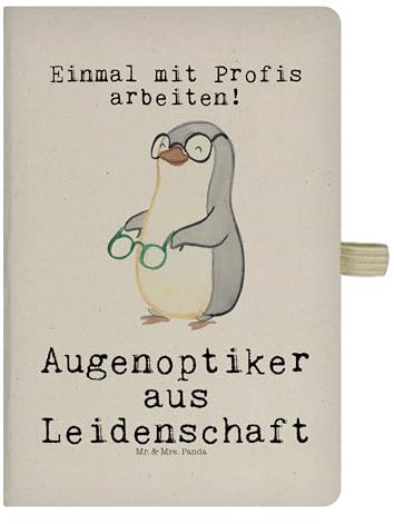 Mr. & Mrs. Panda DIN A5 Baumwoll Notizbuch Augenoptiker Leidenschaft - Geschenk, Brillenträger, Beruf, Skizzenbuch, Augenarzt, Brillenverkäufer,