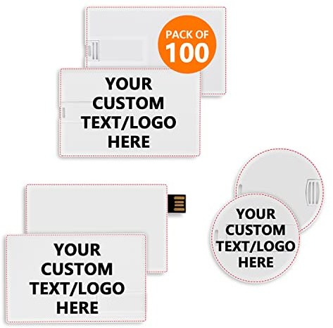 Paintechz USB Stick Kreditkarten Personalisiert 100 Stück, Individualisiert Logo Bedrucken - als Firmengeschenke und Werbegeschenke - 512MB
