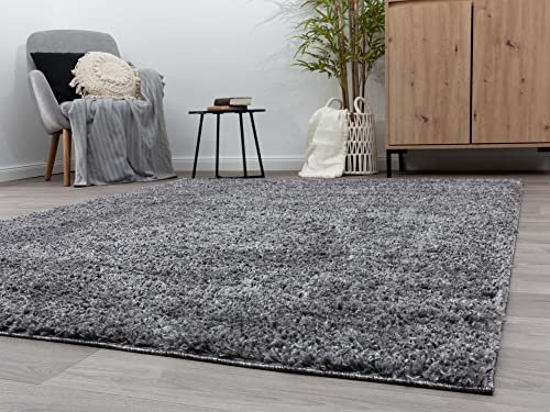 Steffensmeier Hochflor Teppich Vaasa | Shaggy Langflor Teppich | Wohnzimmer, Schlafzimmer, Grau, Größe: 200x240 cm
