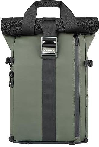 Mochila para cámara con compartimento para ordenador portátil, acceso lateral rápido para senderismo, viajes, fotógrafos, cámaras réflex digitales impermeables, verde, L