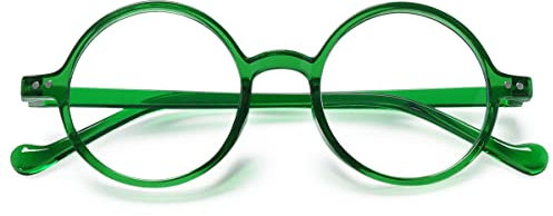 KOOSUFA Runde Blaulichtfilter Brille Brillengestelle Retro Computerbrille Herren Damen TR90 Rahmen Ultra Leicht Gaming Brille ohne Stärke Durchsichtig Grün