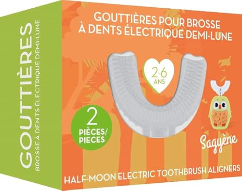 2 Gouttières pour Brosse à dents électrique Demi-Lune 2-6 ans Chouette - Demi-lune/U de rechange Sagyène