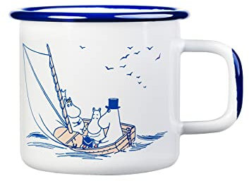 Muurla Moomin Sailors Weiße Emaille-Tasse, 0,37 l