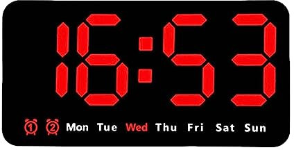 Baoblaze Desktop Digitaluhr, LED Uhr Klein mit Datum Kalender Temperatur, Elektronische Uhr an der Wand, Digitaler Wecker mit Große Zahlen Display für Nachttisch, Zuhause, Flur, Aoto, Rot