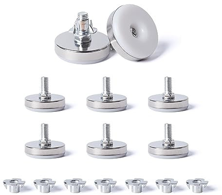 Tycoonest M10 X 50MM Adjustable Furniture Levelling Feet Set of 8, Screw-in Round Base Table Leg Extender Adjuster Floor Protector, Leg Levelers for Bed Sofa Cabinet Garden Table Cupboard, with T Nuts