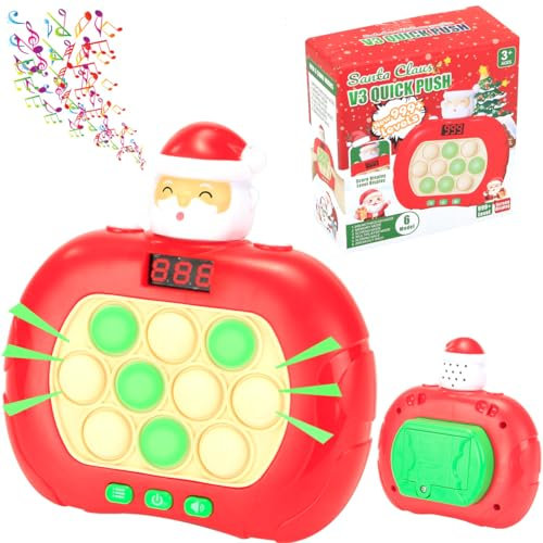 Quick Push Bubble Game for Kids & Adults, Mini Handheld Fast Speed Push Game, Relieving Stress Pop Fidget Game Toys for Boys, Girls, Teens (Anzeige der Bildschirm-Santa-Claus)
