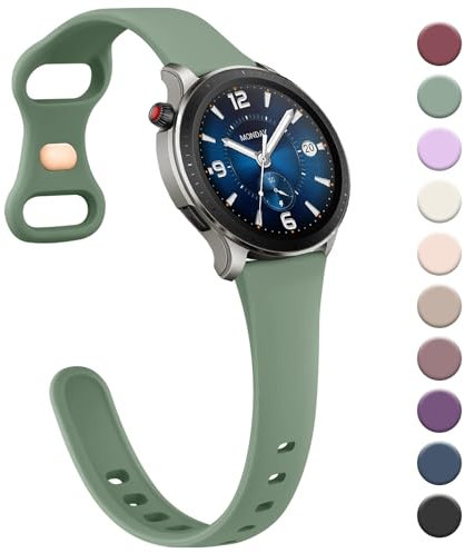 Wanme Armband für Amazfit GTR 2/GTR 3/GTR 4 Armband Damen Herren, 22mm Schlanke Silikon Uhrenarmband Wasserdichte Sport Ersatzarmbänder für Amazfit GTR 47mm/GTR 3 Pro/GTR 2e/Stratos 3, Avocadogrün