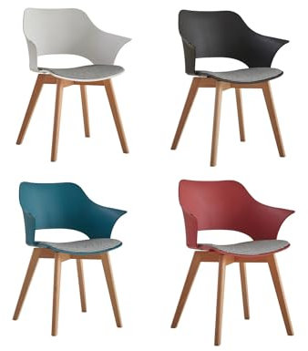 GrandCA HOME Juego de 4 Sillas de Cocina Nórdicas, Silla de Comedor con Patas de Madera Maciza, Sillas Tapizadas para Dormitorio, Sala de Estar, Cocina,Mezclar-3