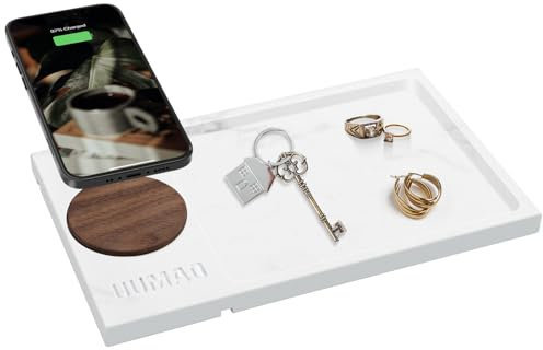 UUMAO Marble Tray Magnetic 15W Wireless Charger, for Magsafe iPhone15/14/13/12 (with PD Adapter) (Wood)