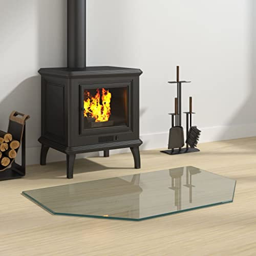 Kaminofen Glasplatte Sechseck 80x50 cm