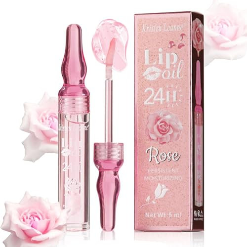 CLY AMS Rose Moisturizing Glossy Lip Oil Lip Gloss,Natural Extract That Fades Lip Lines and Relieves Dry,Chapped and Dead Skin,Transparent Colorless Lip Balm That Plumps Up Pouty Lips,Daily Lip Care
