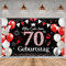 Deko 70. Geburtstag Banner für Mann und Frau - Rot Schwarz Hintergrund, Happy Birthday Party Dekoration 180 × 110 cm