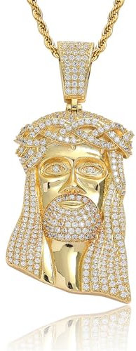 GleaMora Vintage Jesus Kopf Anhänger Männer Anhänger Halskette Hip Hop Punk Halskette Weihnachten Ins Stil Geburtstag Geschenk Einfacher trendiger Schmuck