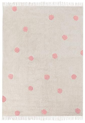 Kinderteppich Baumwolle beige / rosa 140x200 cm Punkte Muster für Kinder Dardere