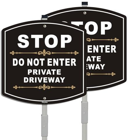 Phyabe 2 Pack Stop Do Not Enter Private Driveway Sign With Stake, Aluminum Metal 28 Total Length, Heavy Duty Weather Resistance