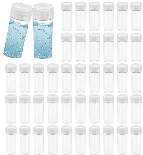 ADERTOS 50 Stück Probenröhrche 5ml Kryoröhrchen Reagenzglasprobe Klein Kunststoff Reagenzglas Transparent Reagenzgläser mit Schraubverschluss Plastik Probenflaschen für Labor Chemie Experimente