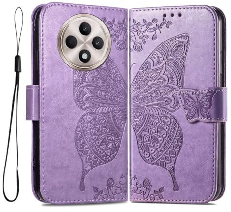 GOKEN Cover Custodia Libro per Oppo Reno 12F 5G / Reno 12 FS - Flip Magnetica in Pelle Sintetica e Silicone, Portafoglio, Antiurto con Slot Card e Supporto Integrato -Viola chiaro