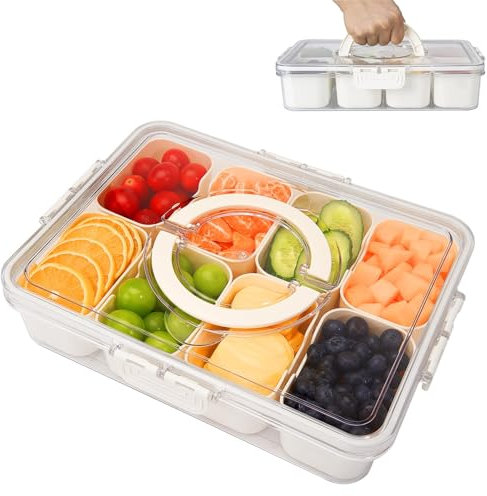 Oursouion Fresh Food Storage Containers with Compartments, Airtight Fridge Food Storage Containers, Fruit & Veg Storage Containers