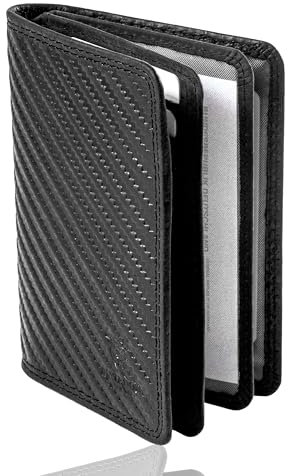 MATADOR Porte Carte Homme Cuir #Porto avec élégante Boîte Cadeau, Luxe Porte Carte RFID, Portefeuilles et Porte-Cartes avec de Nombreux Compartiments à Cartes en Noir Carbone