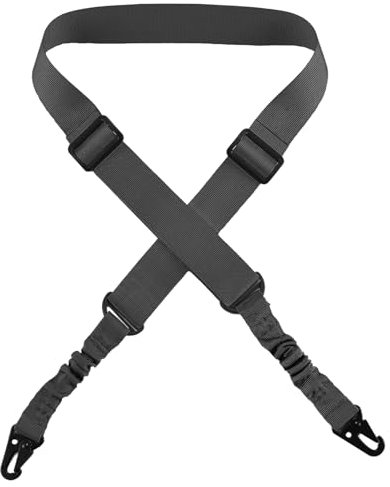 Explokit Gewehrriemen 2 Punkt Taktische Gewehrschlinge Verstellbarer Multifunktions Waffengurt mit 2 Metallhaken für Sport Spiel Jagd Camping und Outdoor (#01-Schwarz, 140cm)