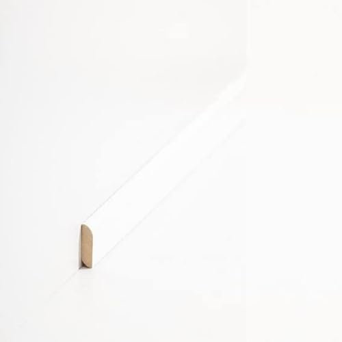 PROVISTON Baguette de recouvrement en bois massif - 6 x 22 x 2000 mm, blanc - À coller, clipser, vis et clouer - Plinthe by PROVISTON - 2 m - 1 pièce