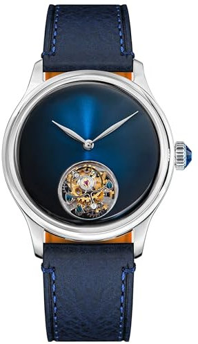 S454.SE.E Tourbillon Master ST8000 - Reloj mecánico con movimiento de cristal de zafiro para hombre, plata, Correa