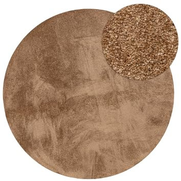 benuta Nest Waschbarer Teppich Nina - Beige 200 cm rund - Kunstfaser - rund & im Style: Uni, Minimalistisch - Pflegeleicht für Wohnzimmer Schlafzimmer