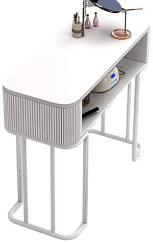 TT-YEC Mesa De Manicura Moderna Con Cajón, Mesa De Manicura Con Tapa De Cristal, Estación De Trabajo De Manicura Multifuncional Para Salón De Belleza, Mesa De Manicura Compacta,Al80cm