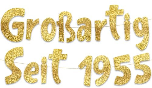 Glitzer-Banner mit Aufschrift Großartig Seit 1955, Party-Dekorationen und Zubehör für 70. Geburtstag