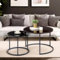 Ginhow Couchtisch Rund mit Glas Schwarz, Glastisch Rund 2er Set, Satztische Modern Schwarz fürs Wohnzimmer, ø70 und ø 50 cm