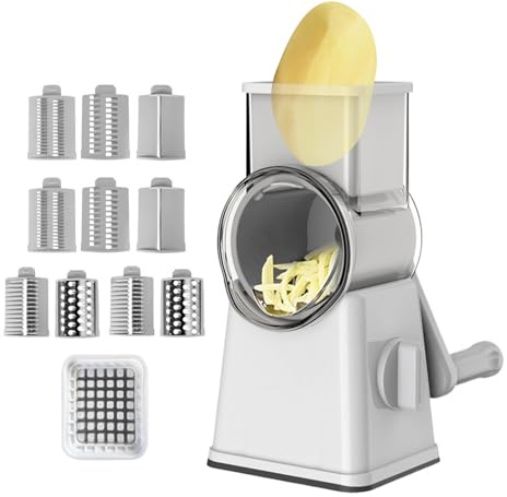 Tewzafiya Vegetable Chopped Rotator, Cheese Grater - Rotary Kitchen Grater Machine with Handle - Food for Chopper Hand Rock Vegetable Cutter Multifunctional Cutter for